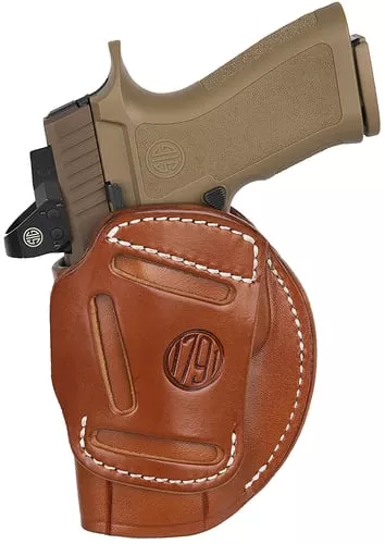 1791 Gunleather 4WH6CBRR 4-WayIWB/OWB Size 06 Classic Brown Leather Belt Clip Compatible w/ Glock 17/Ruger American Pistol Right Hand