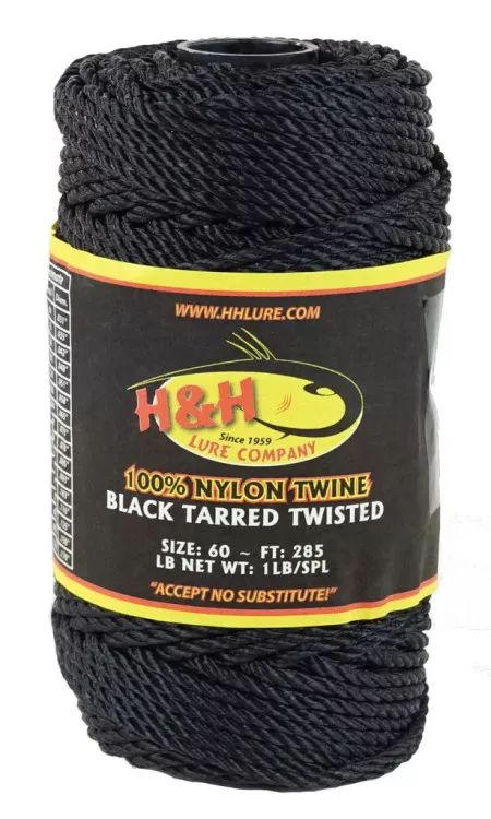 #24 730 Foot 1 lb Black Nylon Tarred Twisted Twine by H&H Lure Company