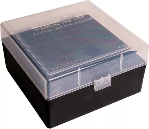 Berrys 25338 Ammo BoxClear/Black Polypropylene 100rd