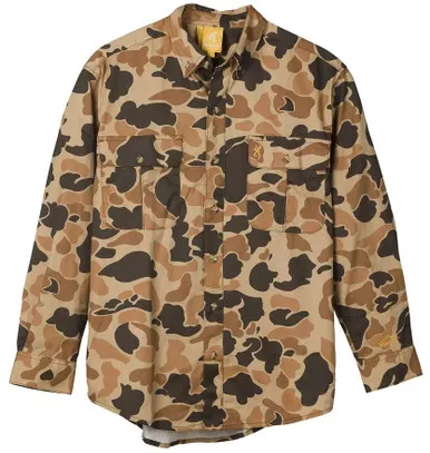 Browning Wasatch Button-Front Shirt Vintage Tan Camo Small