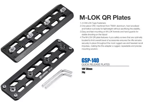 M-Lok Quick Release Keymod to Arca Adapter Plate by Leofoto