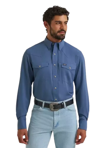 Performance Long Sleeve Snap Solid Shirt by Wrangler