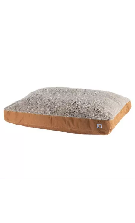 Rectangular Brown Sherpa Pillow Dog Bed by Carhartt