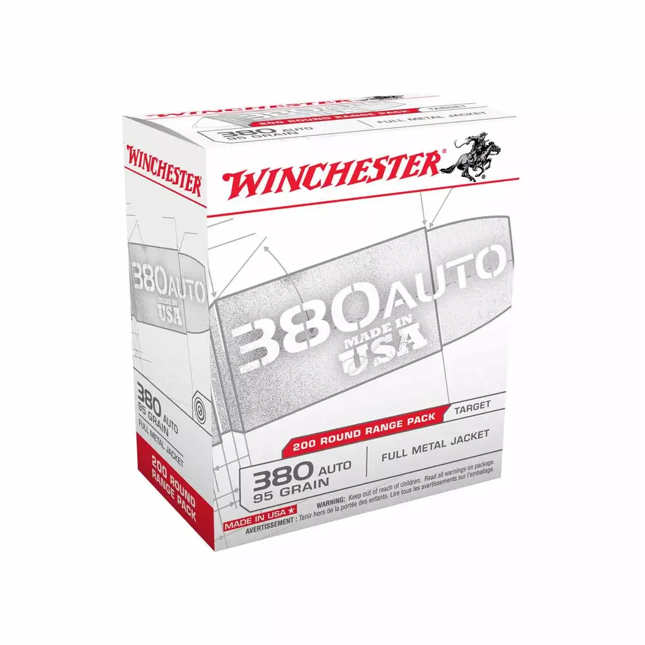 Winchester 380 ACP 95gr FMJ 200rd - Box