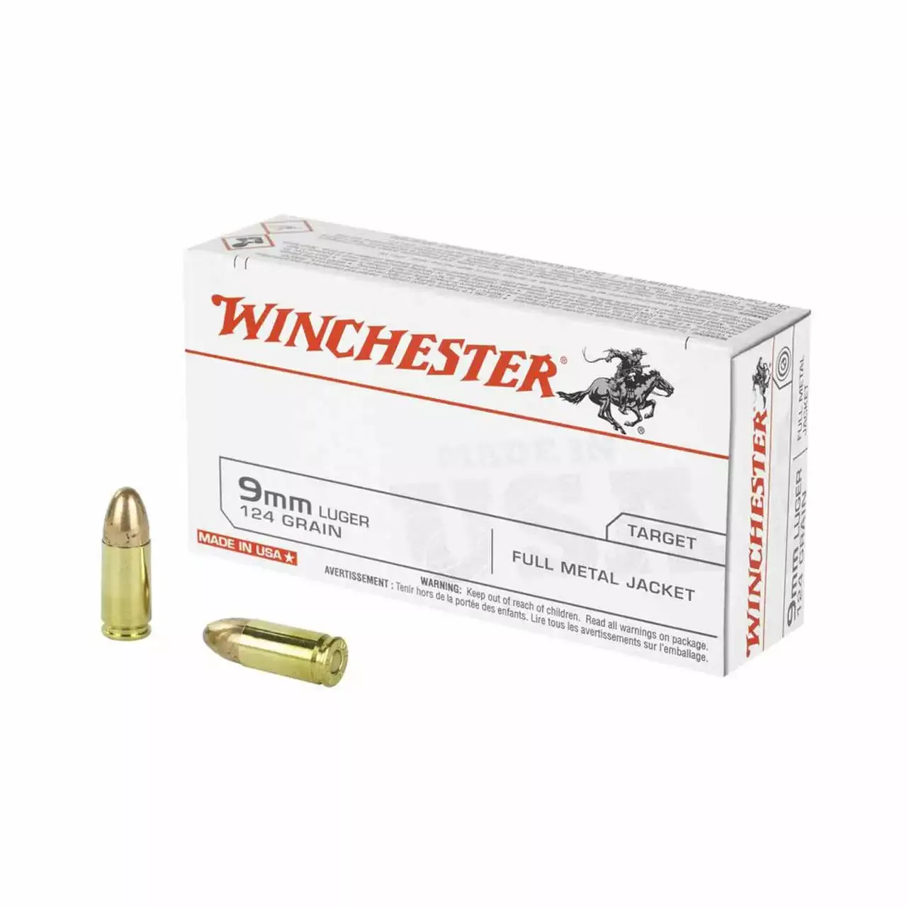 Winchester 9mm 124gr FMJ 50rd - Box