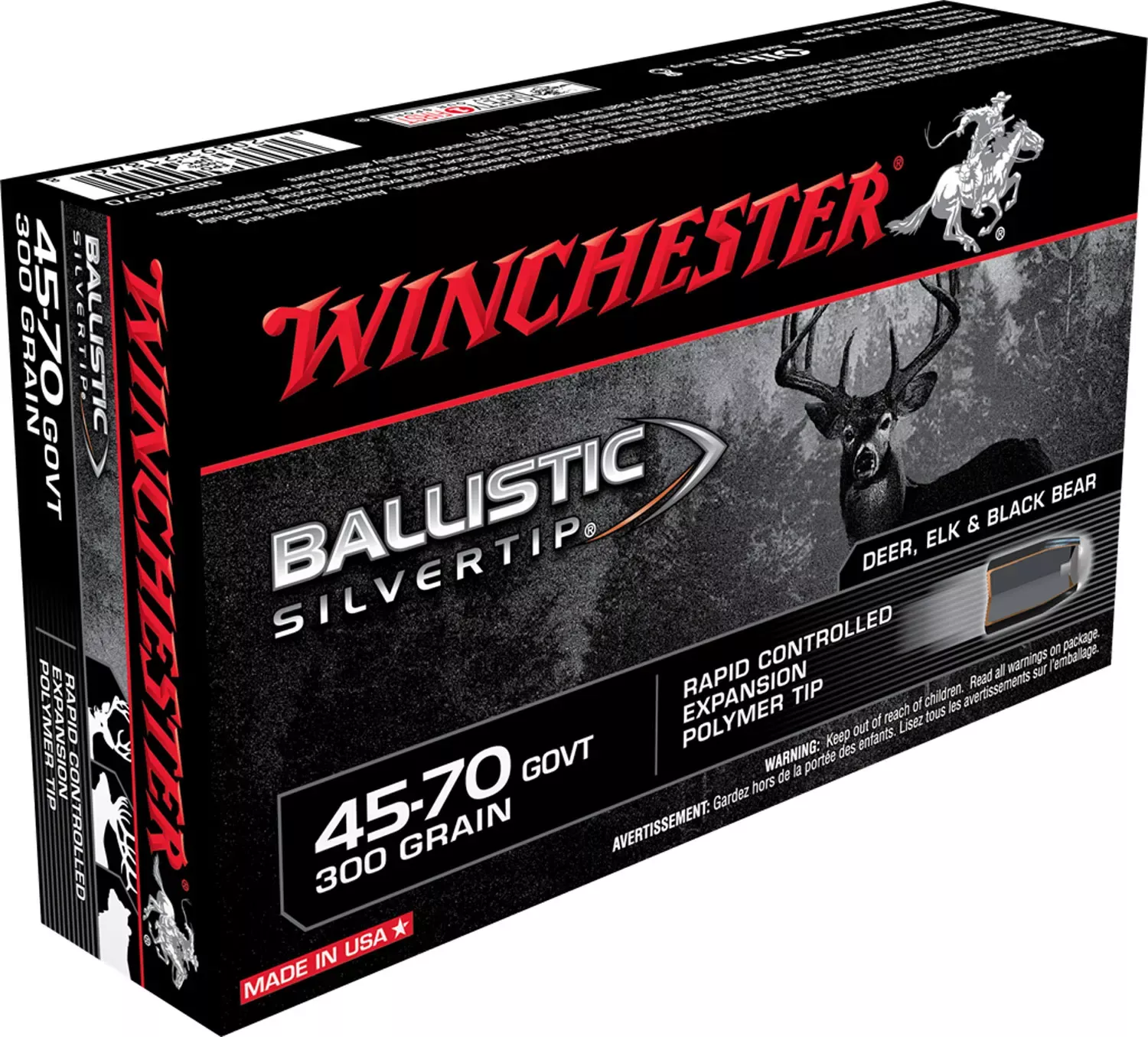 Winchester Ballistic Silvertip 45-70 Gov. 300 Gr. Rapid Controlled Expansion Polymer Tip 20/Box